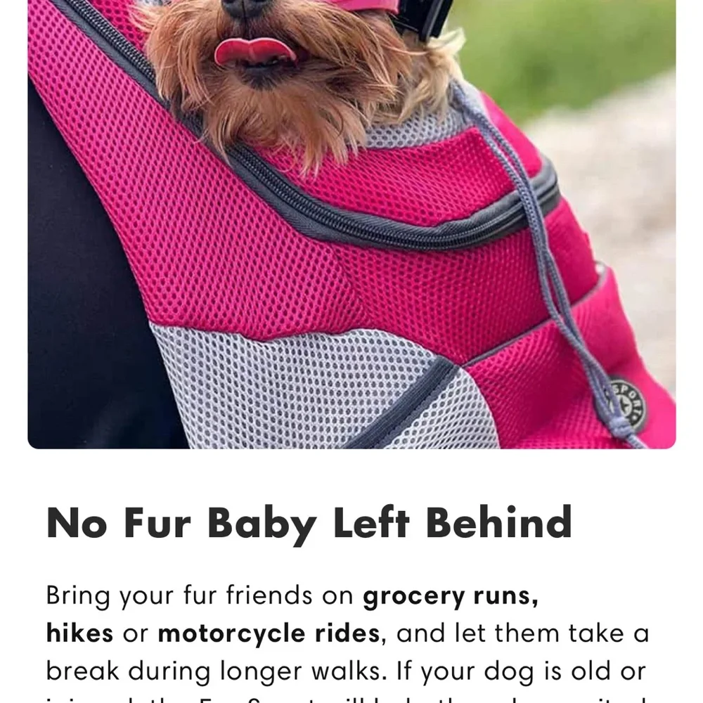 Fur Sport Pack, Blue , Size small Dog carry pack